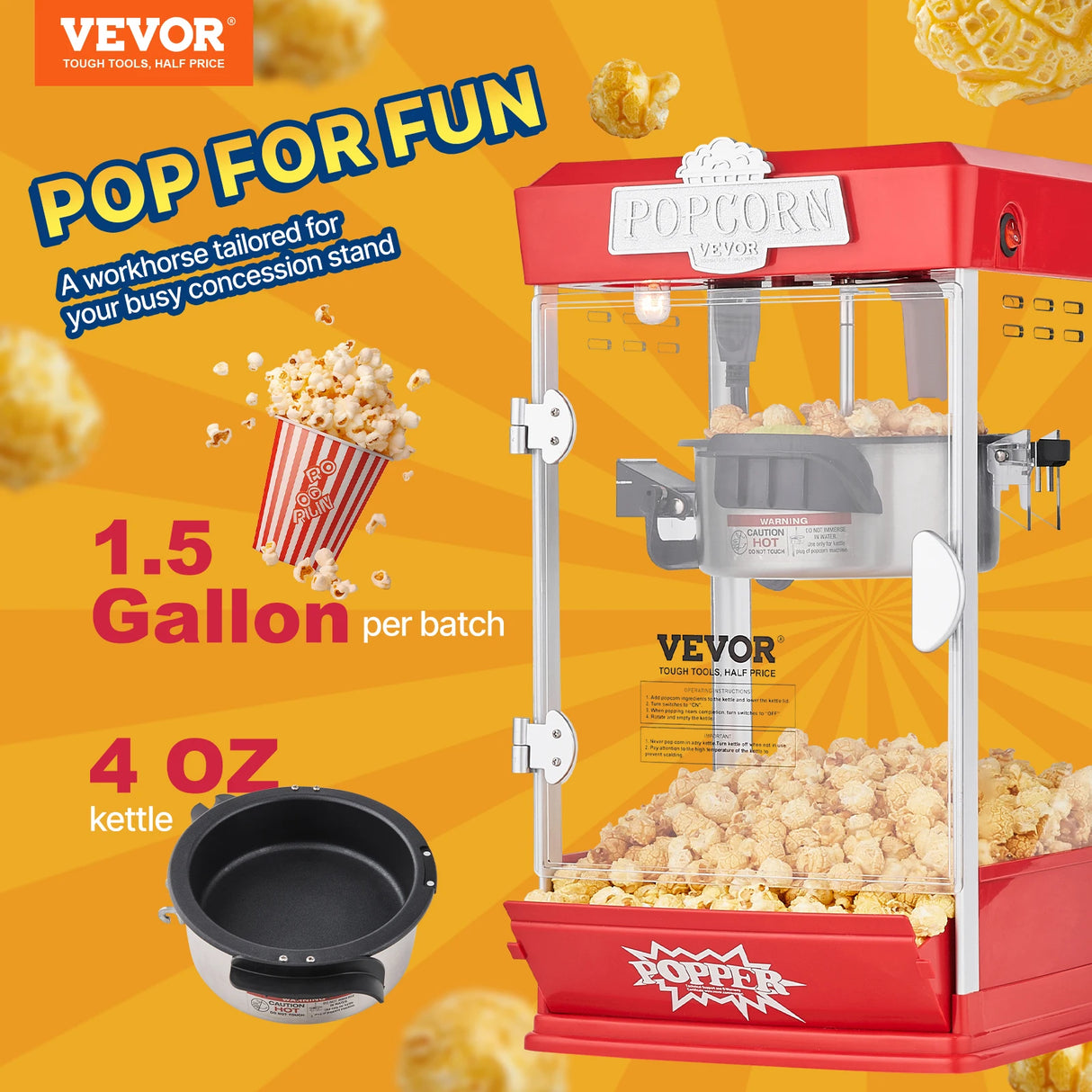 Tabletop Popcorn Maker 1.5 Gal per Batch