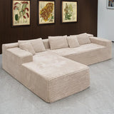Black Corduroy L-Shaped Sectional Cloud Sofa