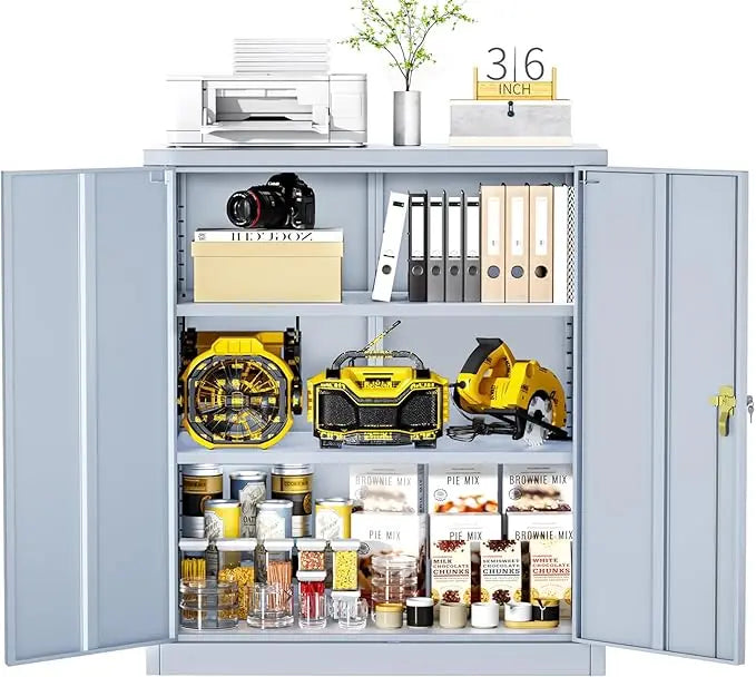 Lockable Metal Storage Cabinet with Wheels