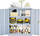 Lockable Metal Storage Cabinet with Wheels