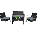 Black 4pcs Outdoor Patio Set with Cushions