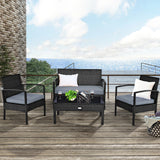 Black 4pcs Outdoor Patio Set with Cushions