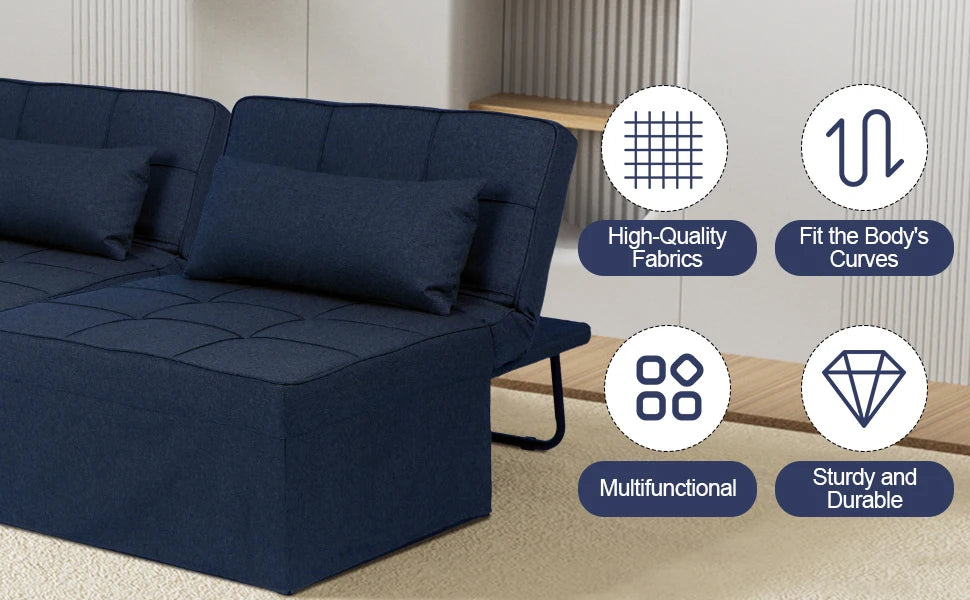Convertible Sofa Bed,4-in-1 Multi-Functional Futon Chair Bed, Folding & No Installation Sofa Couch with Adjustable Backrest