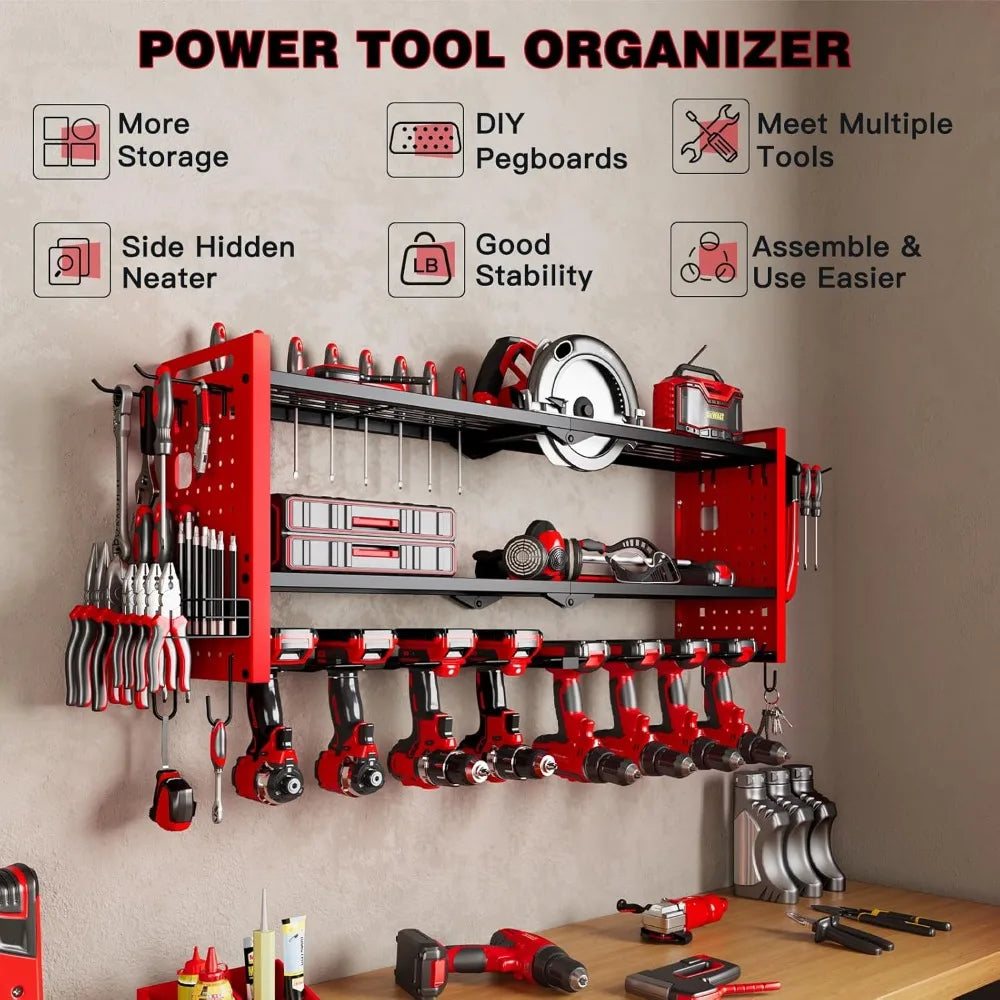 Red Tool Organizer Wall Mount Storage Rack