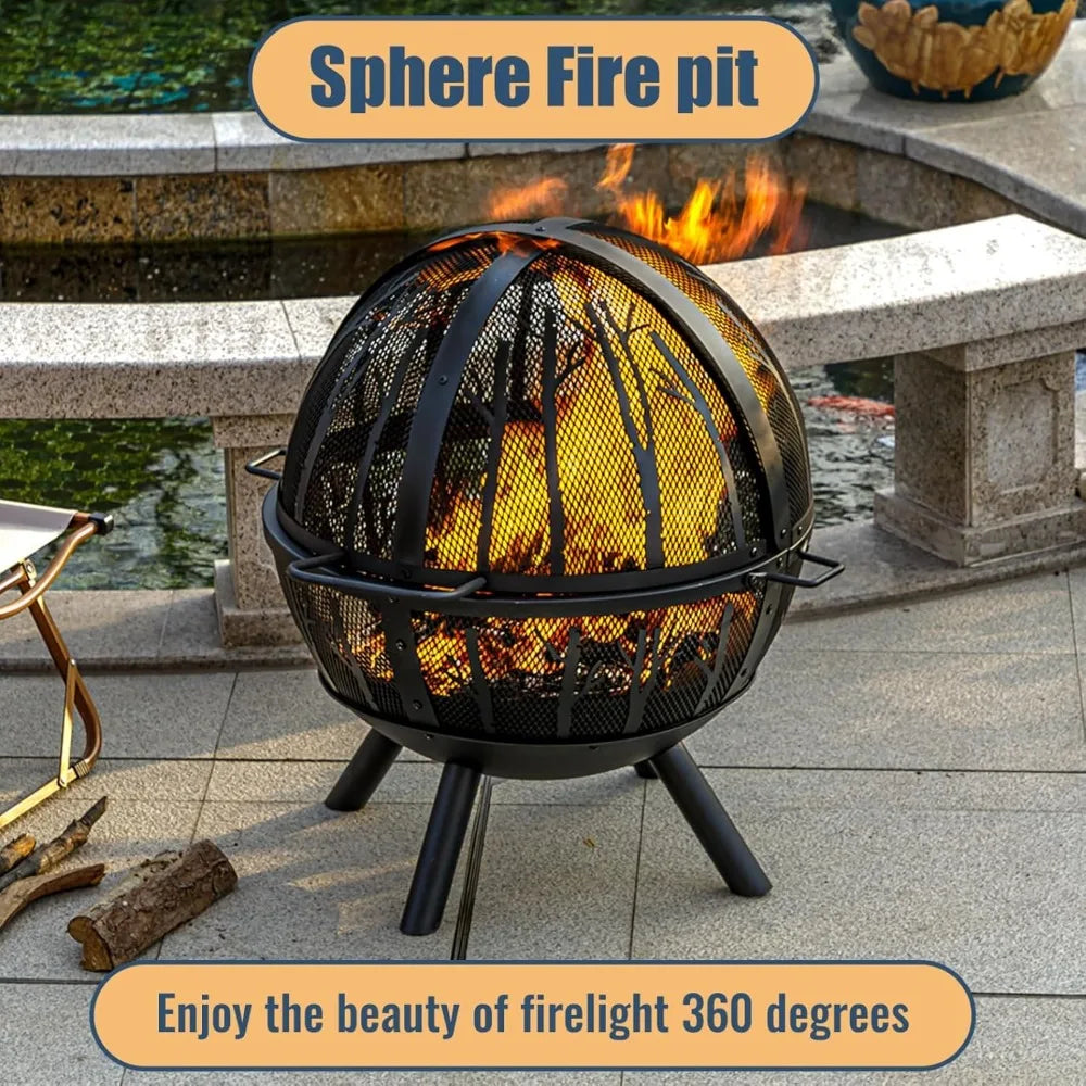 Wood Burning Fire Pit with BBQ Grill