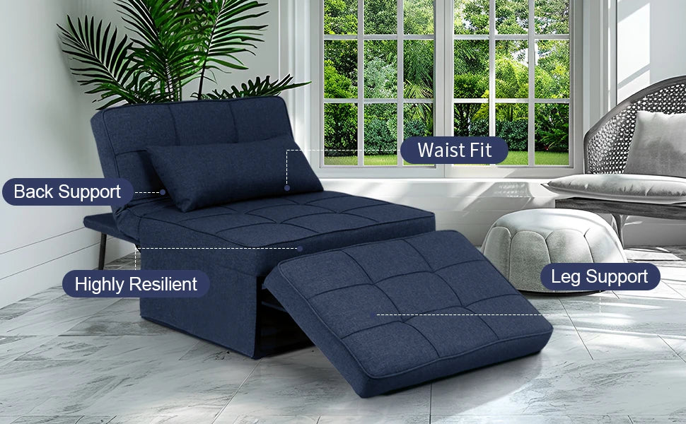 Convertible Sofa Bed,4-in-1 Multi-Functional Futon Chair Bed, Folding & No Installation Sofa Couch with Adjustable Backrest