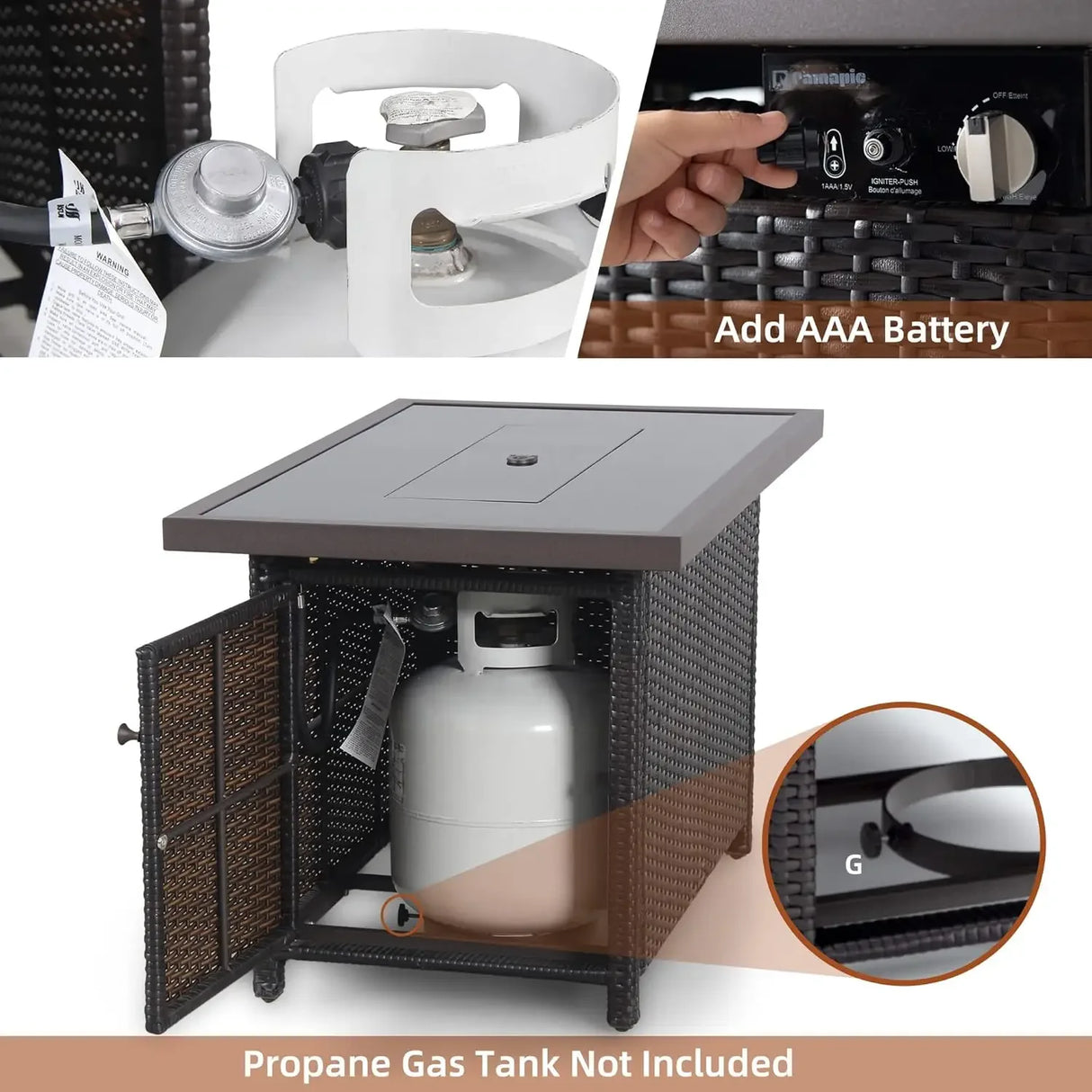 Propane Fire Pits with Glass Wind Guard