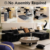 Black Corduroy L-Shaped Sectional Cloud Sofa