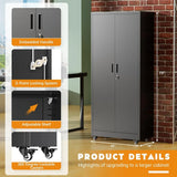 Lockable Metal Storage Cabinet with Wheels