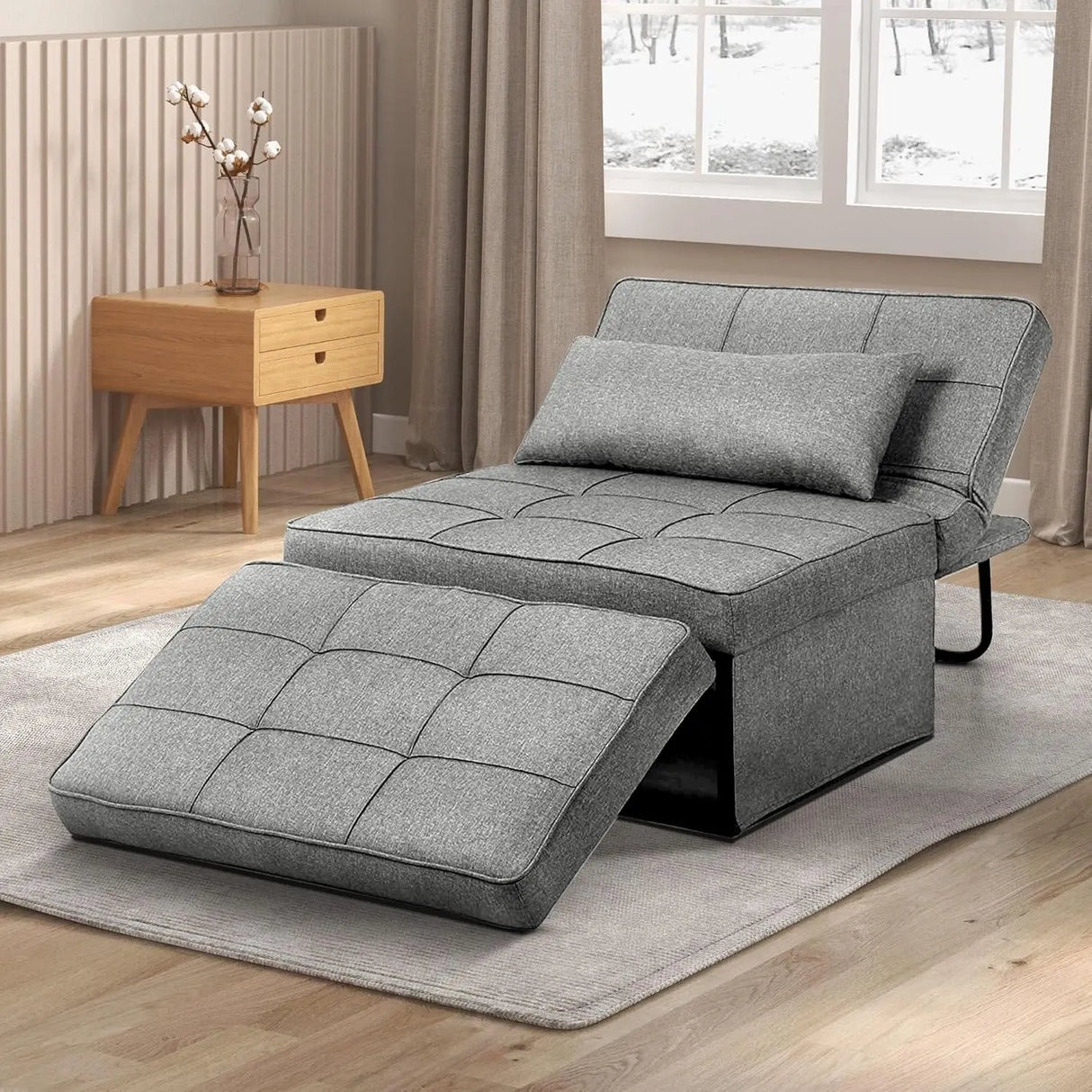 Convertible Sofa Bed,4-in-1 Multi-Functional Futon Chair Bed, Folding & No Installation Sofa Couch with Adjustable Backrest