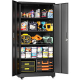Lockable Metal Storage Cabinet with Wheels