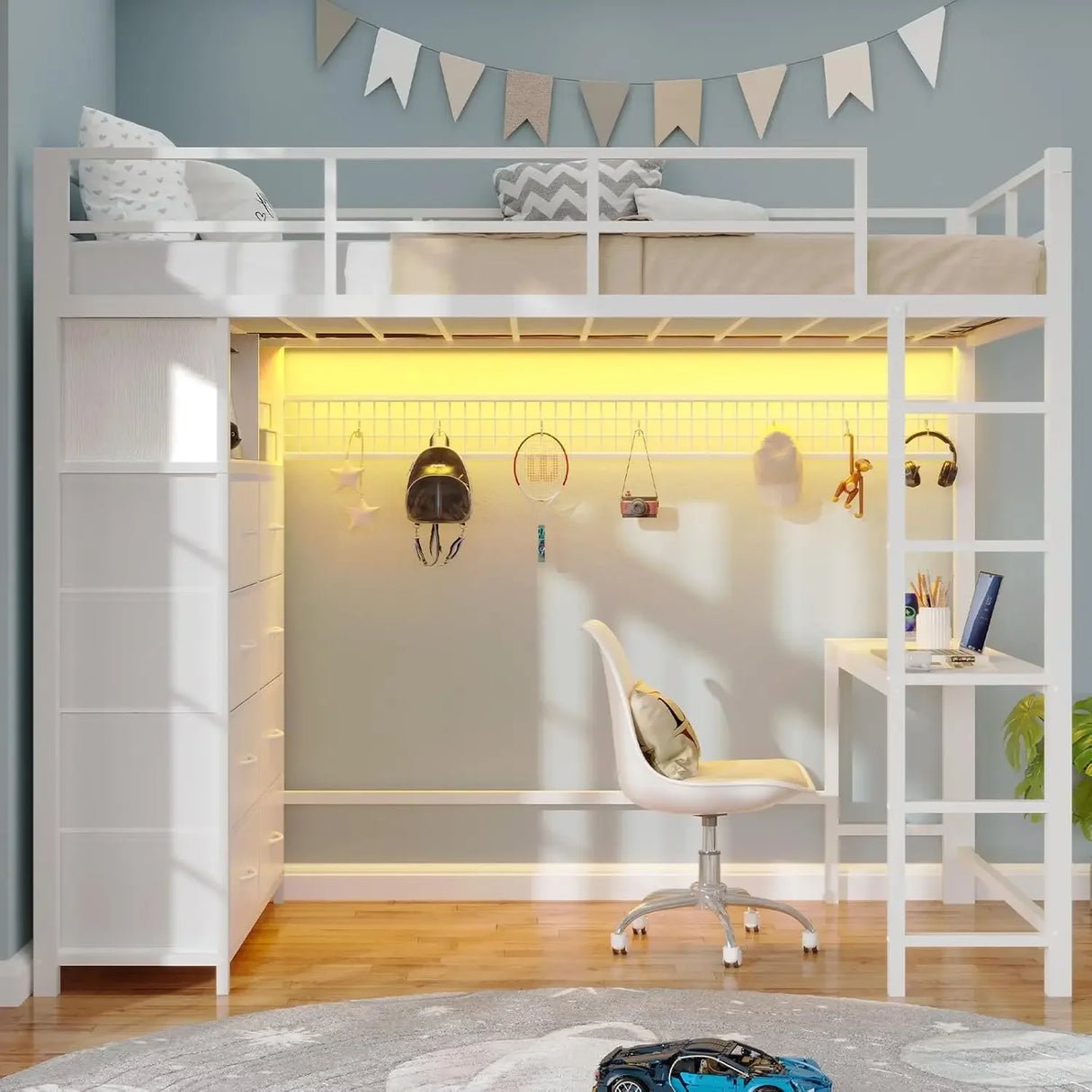 Twin Loft Bed with Desk