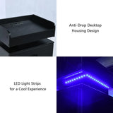 Black Nightstand with Charging Station and LED Lights