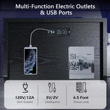 Black Nightstand with Charging Station and LED Lights