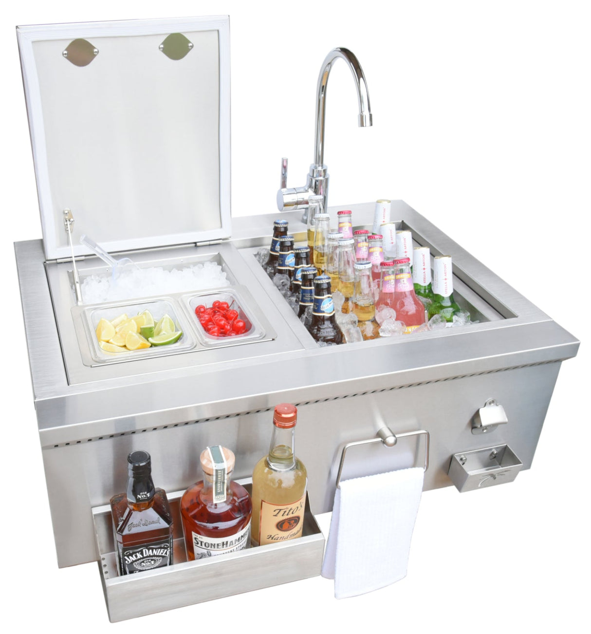 KoKoMo 30" Built-In Cocktail Station With Sink Bottle Opener and Ice Chest