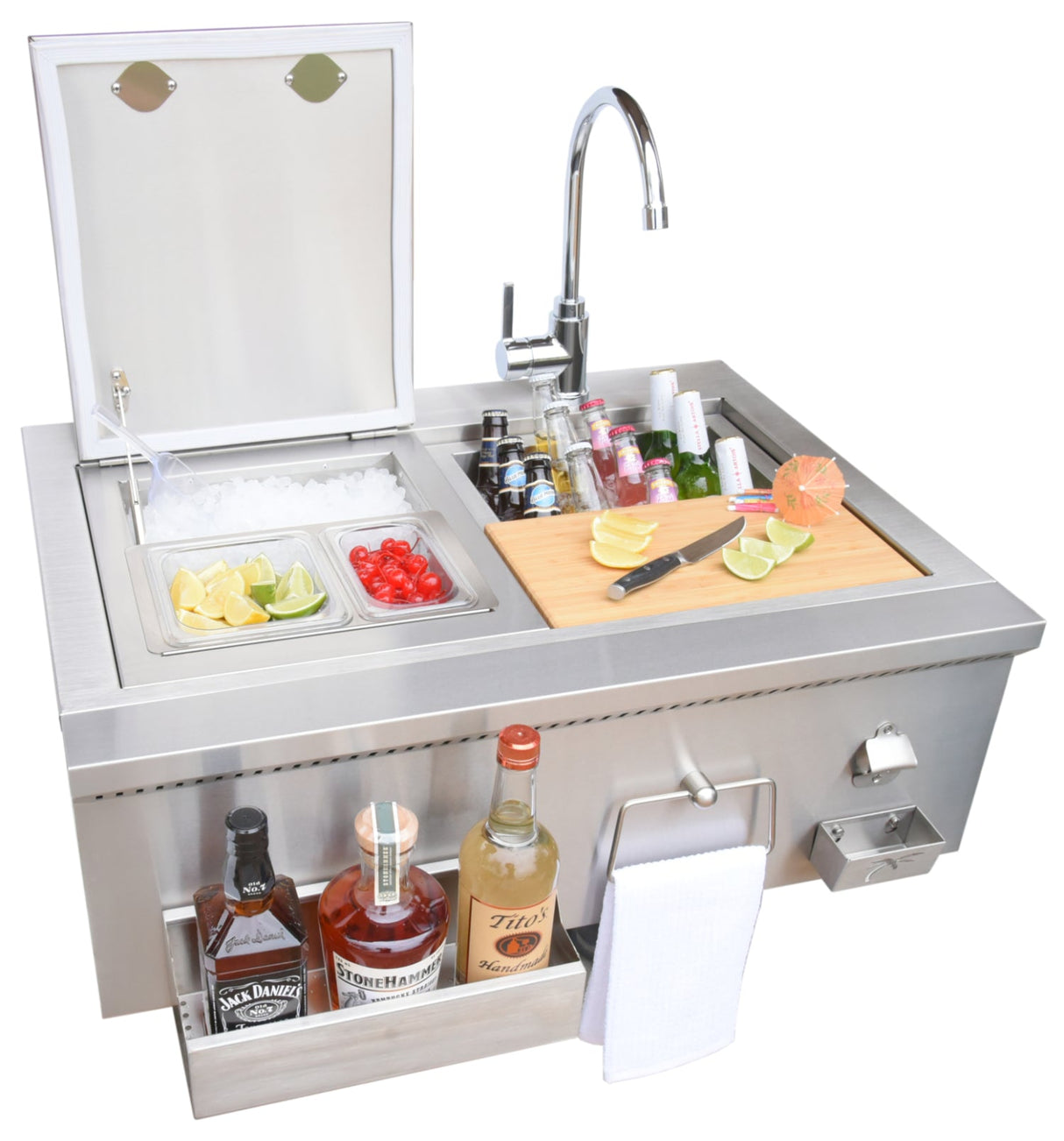 KoKoMo 30" Built-In Cocktail Station With Sink Bottle Opener and Ice Chest