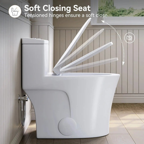 HOROW T0338WM Matte White One-Piece Toilet with Chair Height Seat