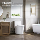 HOROW T0338WM Matte White One-Piece Toilet with Chair Height Seat