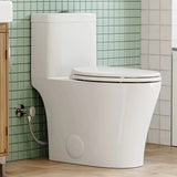 HOROW T0351W 12" Rough-In Elongated Toilet with Chrome Dual Flush