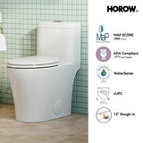 HOROW T0351W 12" Rough-In Elongated Toilet with Chrome Dual Flush