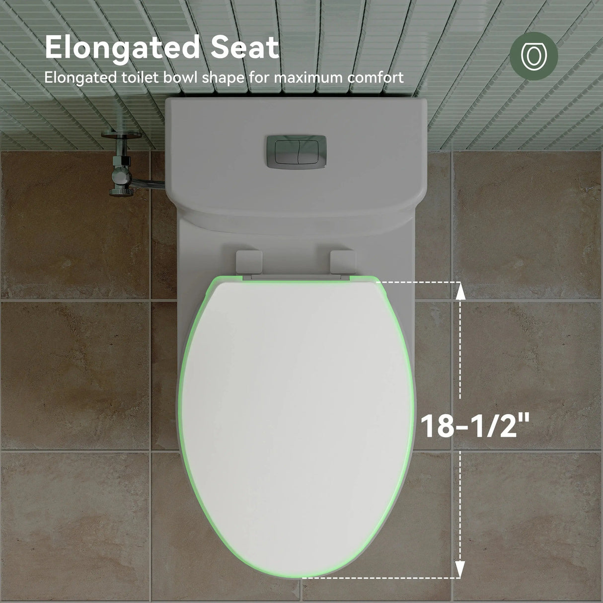 HOROW T0351W 12" Rough-In Elongated Toilet with Chrome Dual Flush