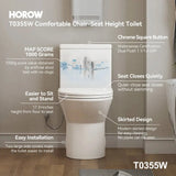 T0355W One Piece Toilet with ADA and Comfort Chair Seat for 12 Inch Rough In