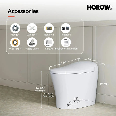 High Quality HOROW T10 Tankless Smart Toilet with Dual Flush and Cold Wash