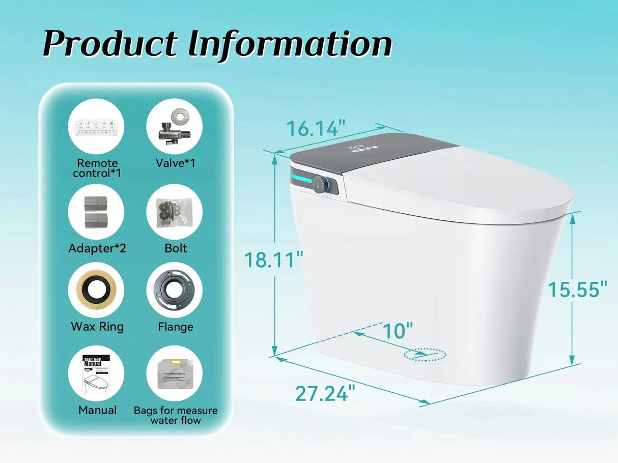 Supplier HOROW T37 10 Inch Rough-In Tankless Smart Toilet
