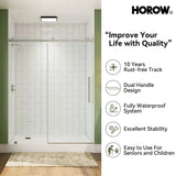 Brushed Nickel Shower Door with Sliding Frameless Model TE6076-BN