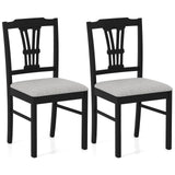 Wooden Dining Chairs Set of 2 Upholstered Kitchen Chairs with Solid Rubber Wood Frame
