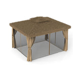 Alora Outdoor Double Canopy Aluminum Patio Gazebo With Hawaiian Thatch Roof (SAK39068)