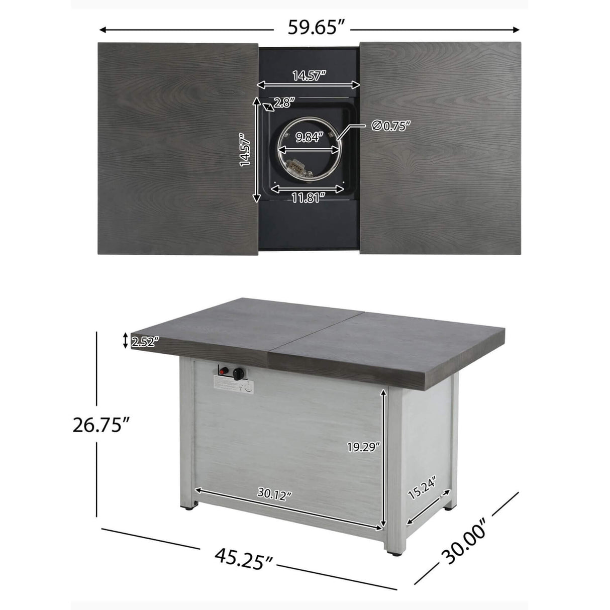 Alora Premium 50K BTU Rectangle Outdoor Aluminum Fire Pit Table (SAK70248)