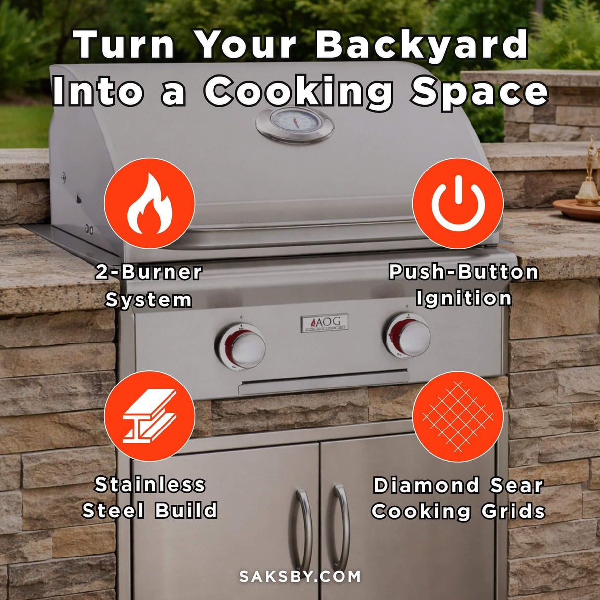 American Outdoor Grill 24NBL-00SP L-Series 2-Burner Built-In Natural Gas Grill, 24" [24NBL-00SP]