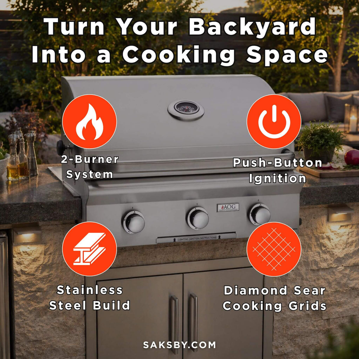 American Outdoor Grill 30NBL-00SP L-Series 3-Burner Built-In Natural Gas Grill, 30" [30NBL-00SP]