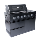 Black Gas Grill Four Burners - Stainless Steel Outdoor Kitchen