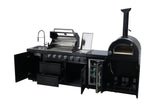 Black 112-Inch Stainless Steel Gas Outdoor Kitchen Barbecue Grill