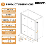 60 Inch Double Sliding Shower Door with Thick Aluminum Frame Model BE6072-BN