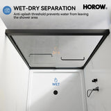 Matte Black Double Sliding Shower Door with Semi-Frameless Model BE6072-MB