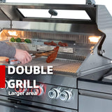 Castelle Flame Capri 96-Inch 6-Burner 85000 BTU Outdoor Kitchen Liquid Propane Grill Island With Fridge (SAK42895)