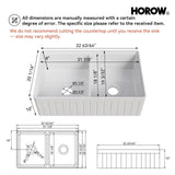 HOROW 33" Double Bowl Ceramic Kitchen Sink with Drainboard F01R-D3320W1-L