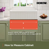 HOROW 33" Double Bowl Ceramic Kitchen Sink with Drainboard F01R-D3320W1-L