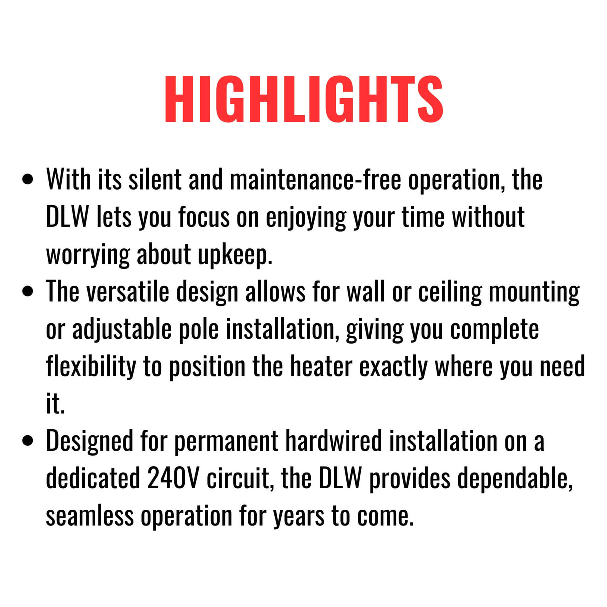 Dimplex DLW 70" Noiseless Radiant Electric Heater For Outdoor And Indoor, 3200W [DLW3200W24]