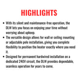Dimplex DLW 70" Noiseless Radiant Electric Heater For Outdoor And Indoor, 3200W [DLW3200W24]