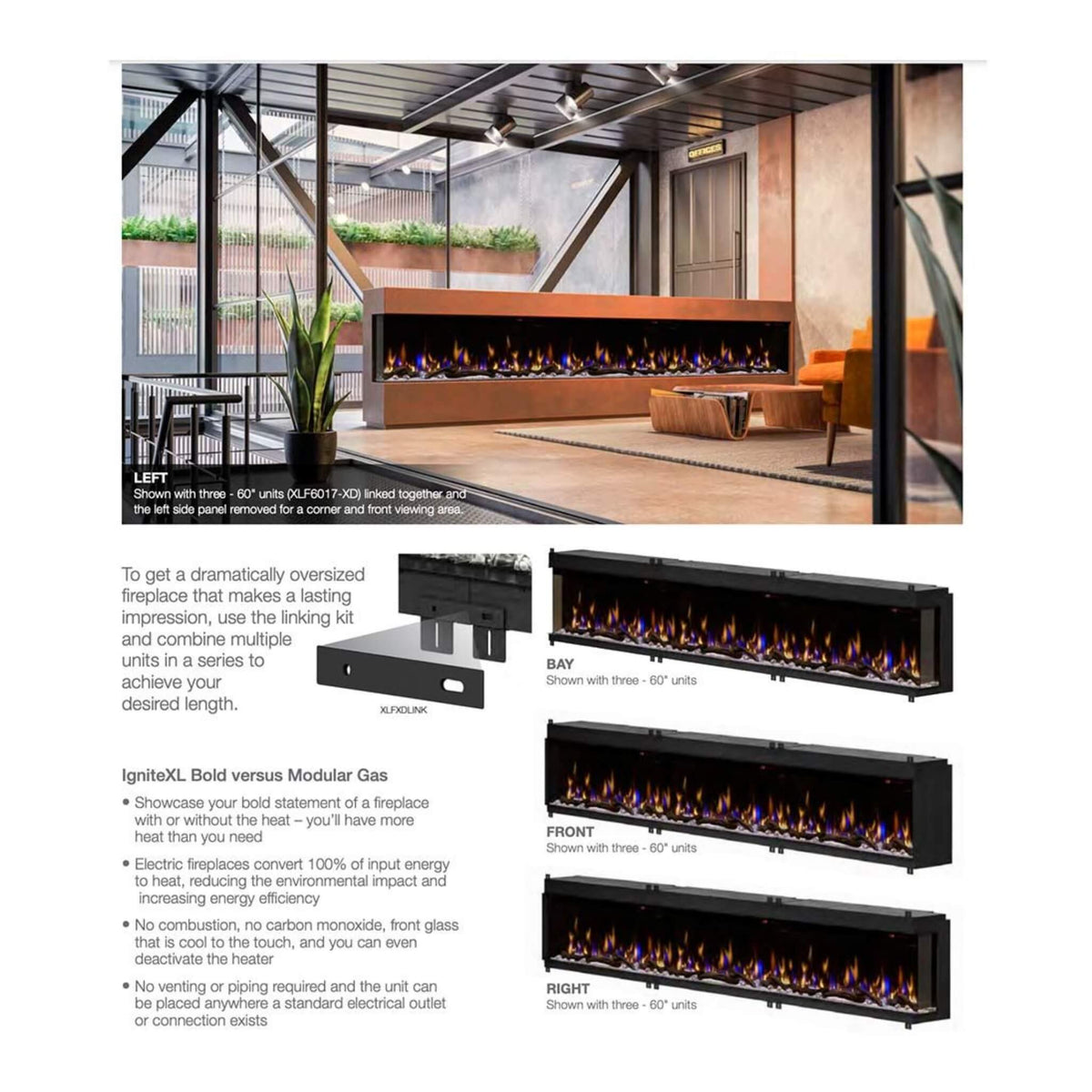 Dimplex IgniteXL Bold 74-Inch Deep Built-In Linear Electric Fireplace [XLF7417-XD]