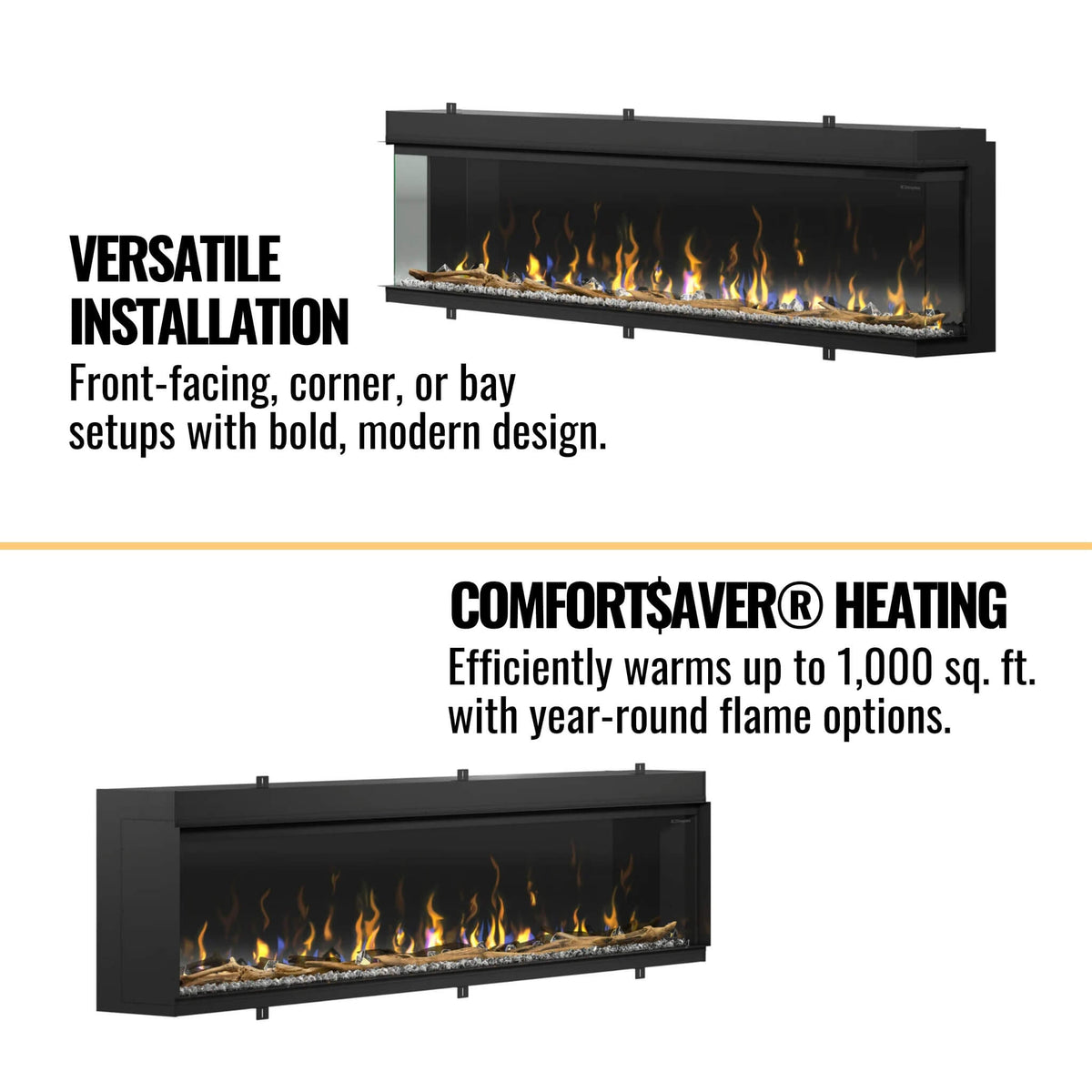 Dimplex IgniteXL Bold 100-Inch Smart Linear Multi Side View Built-In Electric Fireplace [XLF10017-XD]