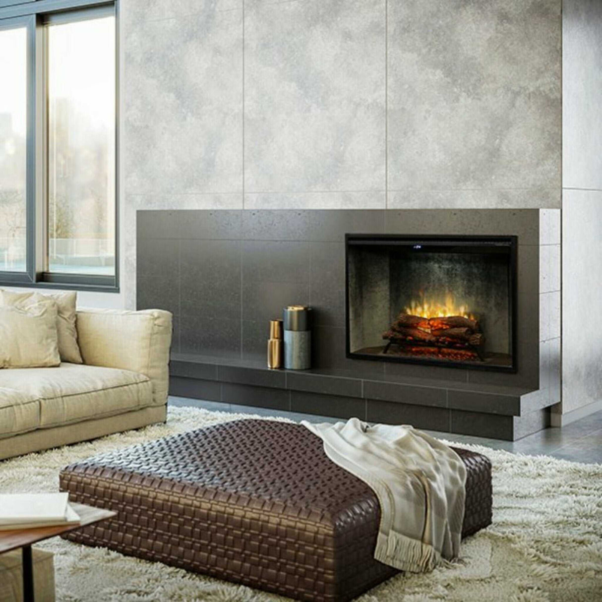 Dimplex Revillusion Built-In Electric Firebox W/ Weathered Concrete Line & Plug Kit [RBF30/42WC-FG]