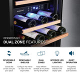 Edgestar Premium 24-Inch 101 Bottle Capacity Built-In Dual Zone Wine Cooler