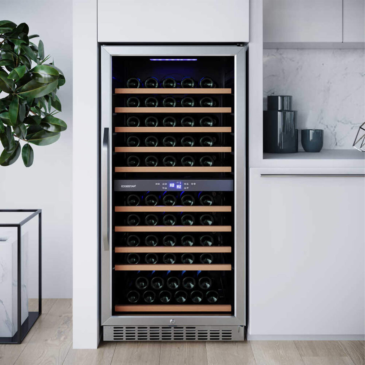 Edgestar Premium 24-Inch 101 Bottle Capacity Built-In Dual Zone Wine Cooler
