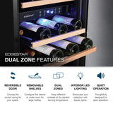Edgestar 24-Inch 141 Bottle Capacity Freestanding Dual Zone Wine Cooler With Interior Lighting [CWR1552DZ]