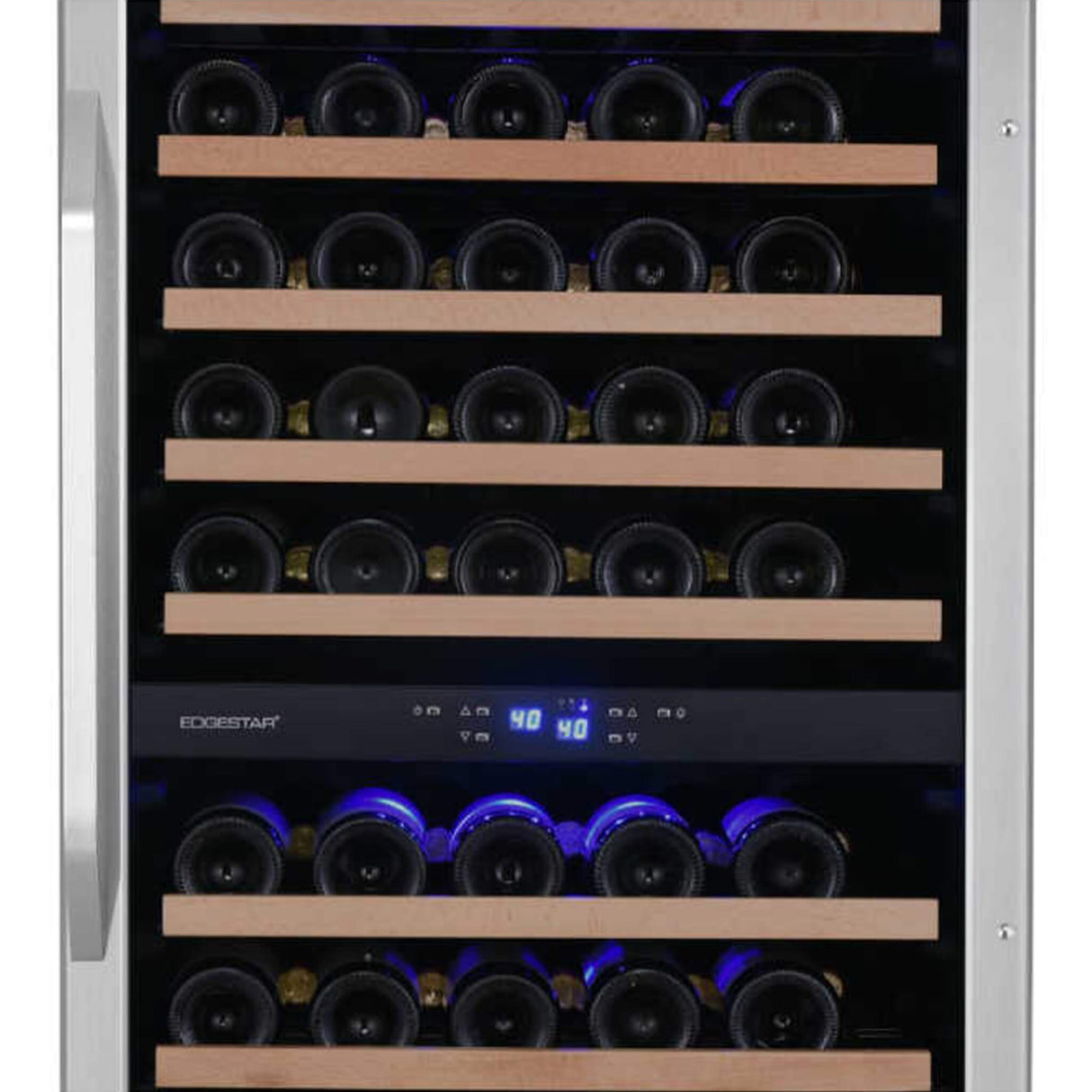 Edgestar 24-Inch 141 Bottle Capacity Freestanding Dual Zone Wine Cooler With Interior Lighting [CWR1552DZ]
